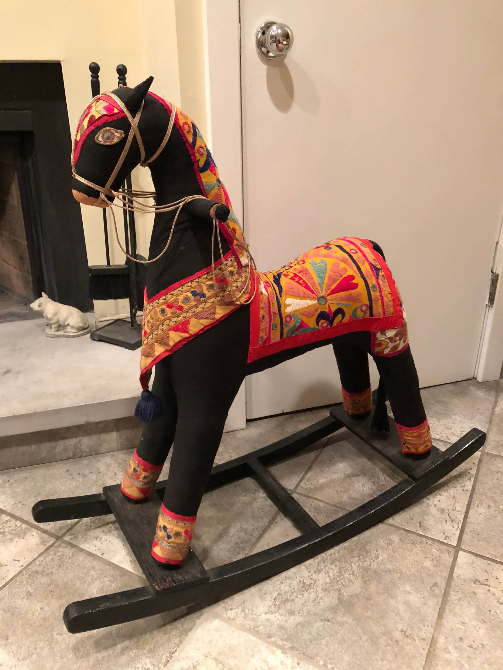 Vintage Indian Fabric Rocking Horse - 11