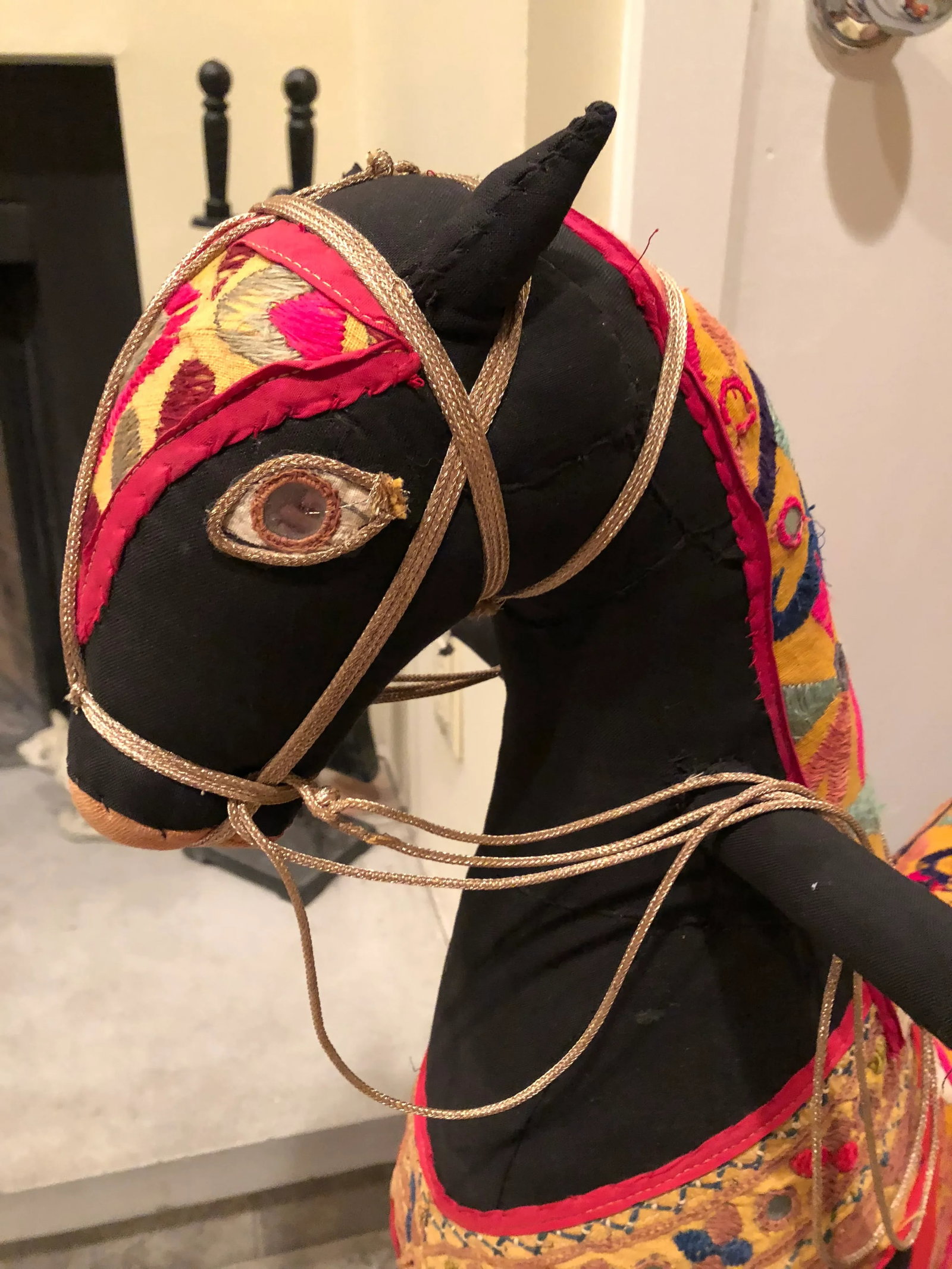 Vintage Indian Fabric Rocking Horse - 2