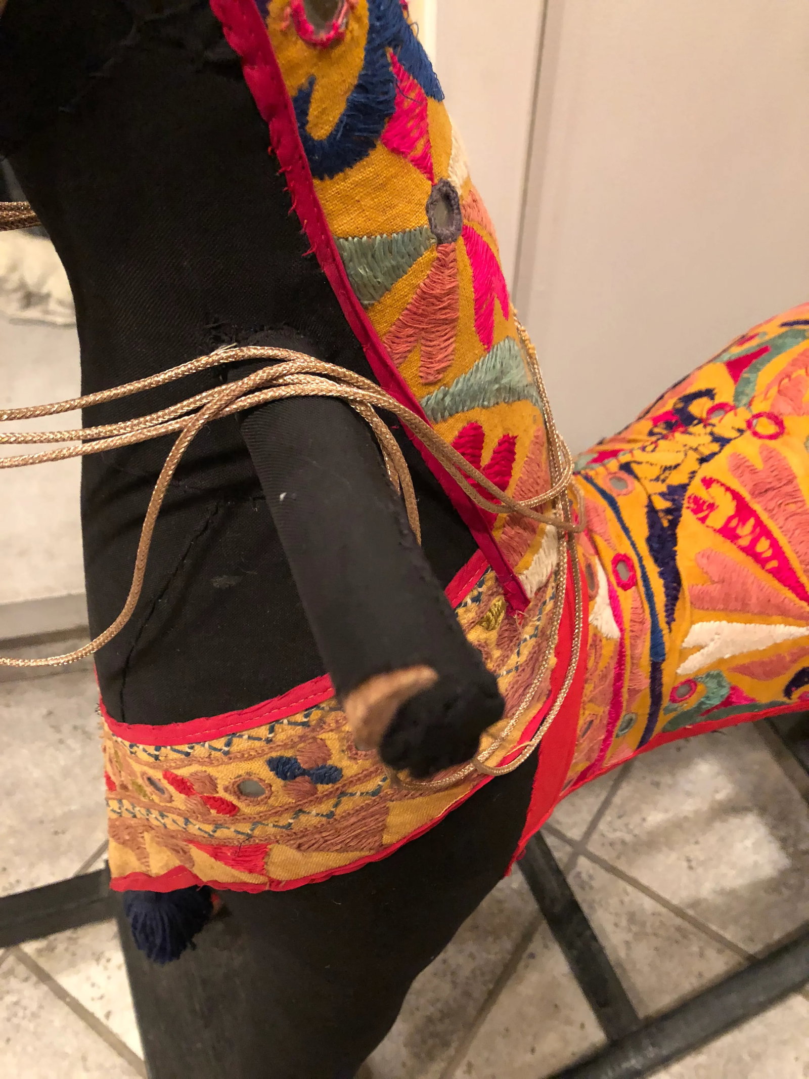 Vintage Indian Fabric Rocking Horse - 6