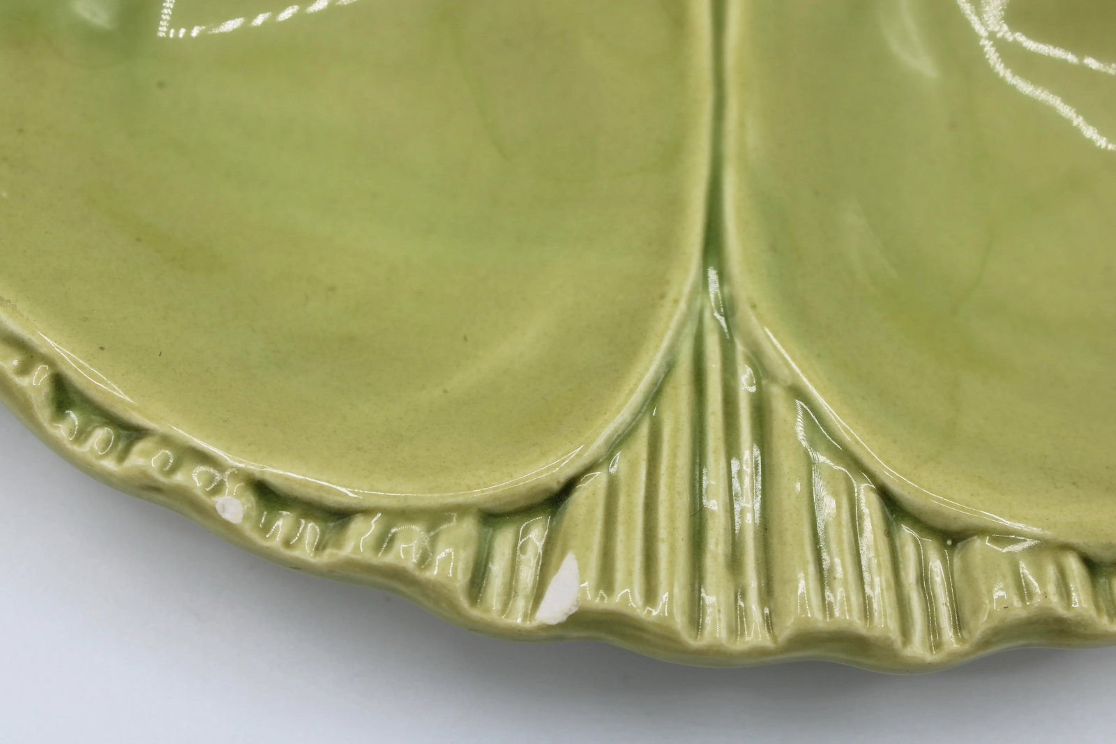 Mid Century French Green Ceramic Oyster Plate - 4