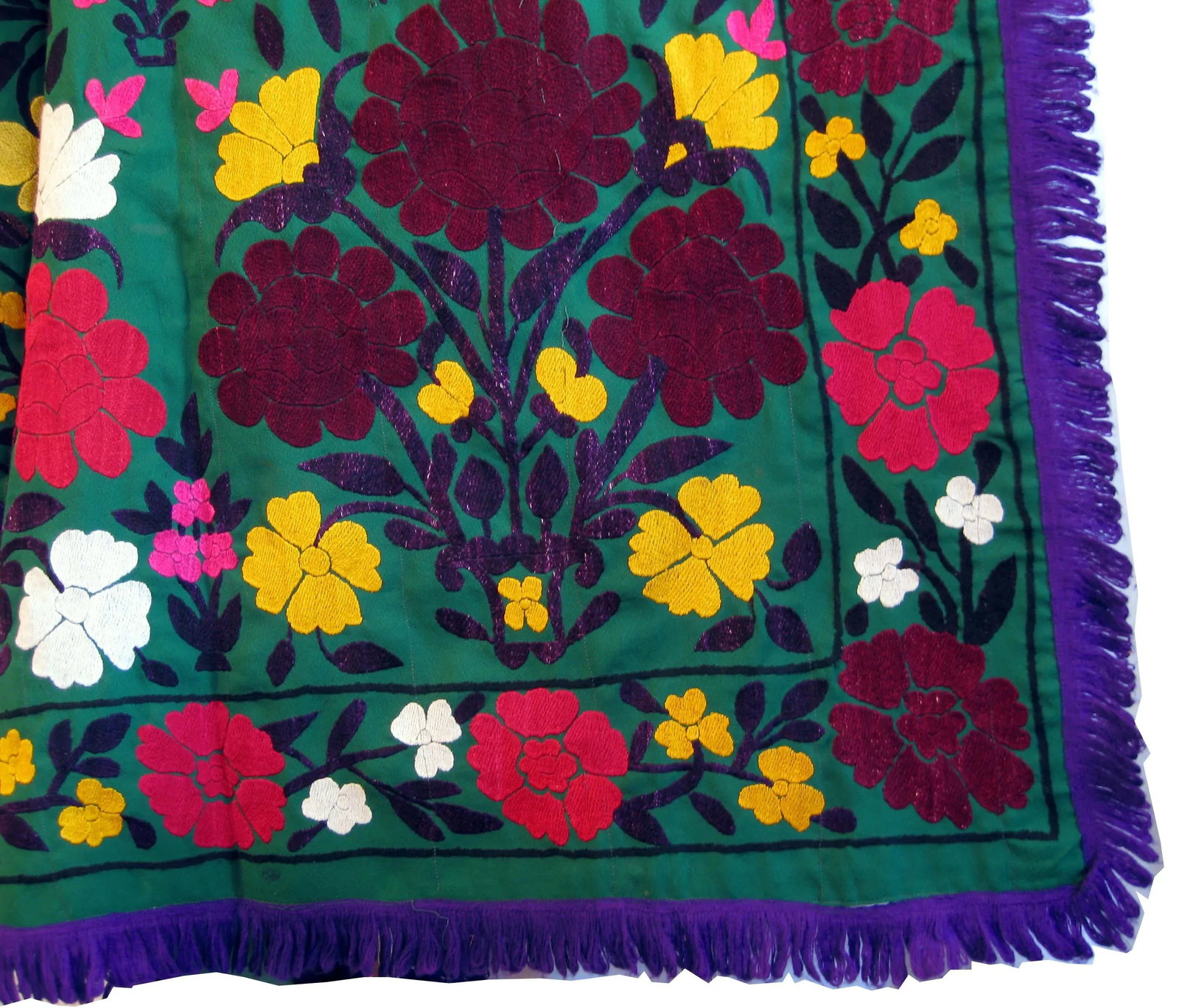 Dark Green Vintage Suzani Embroidery - 2