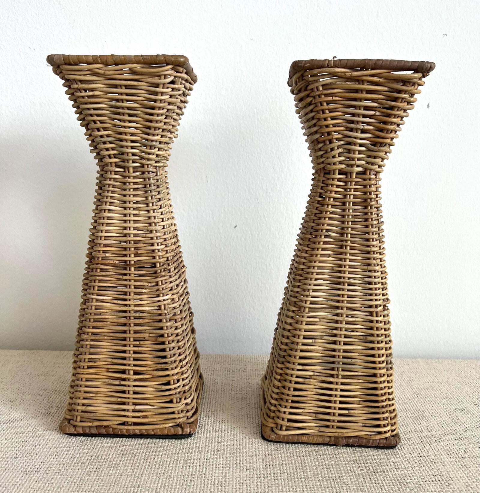 Coastal Wicker Candlestick Holders - a Pair - 2