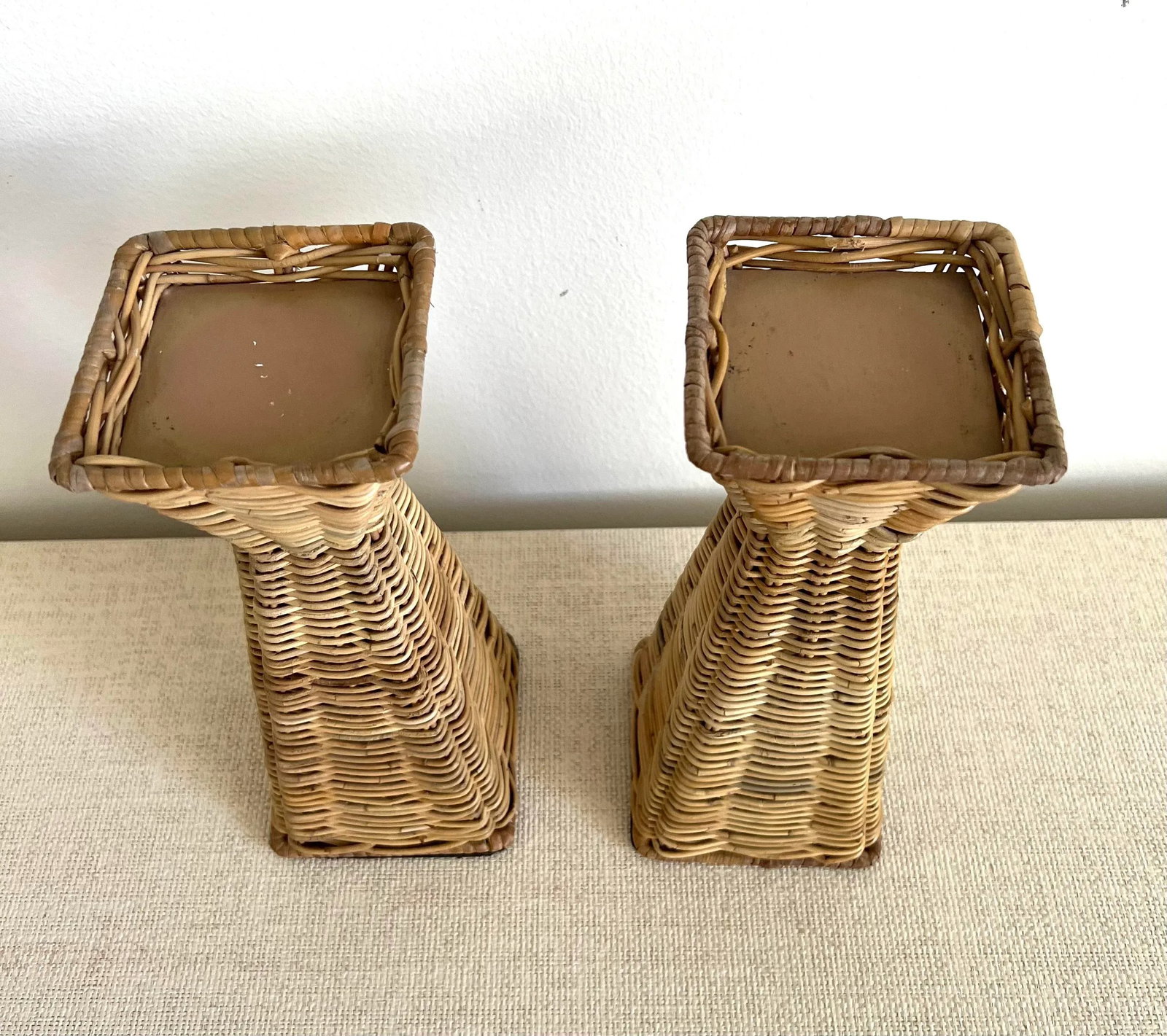 Coastal Wicker Candlestick Holders - a Pair - 6