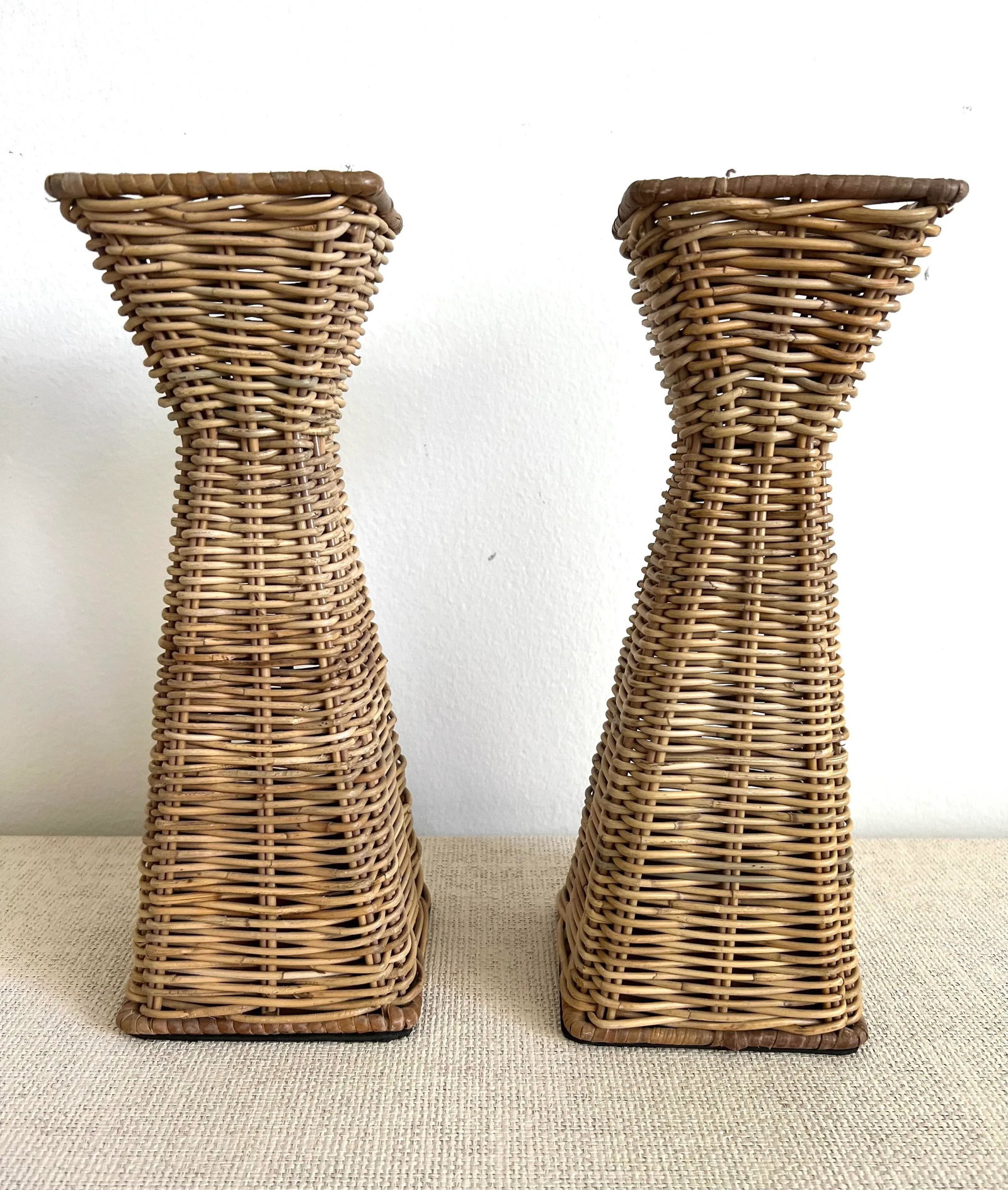 Coastal Wicker Candlestick Holders - a Pair - 7