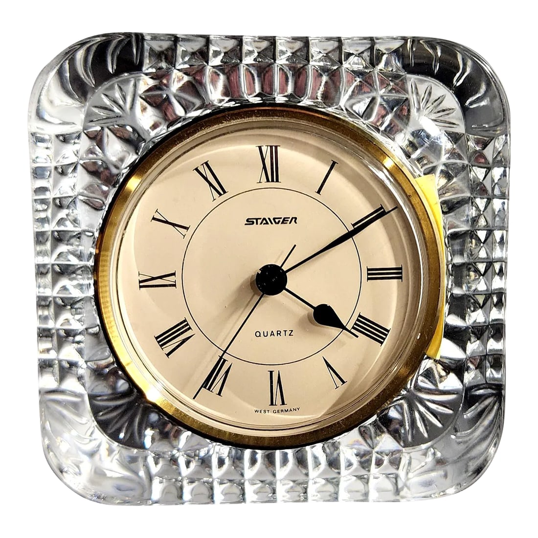 Handsome Vintage Steiger Round Quartz Clock & Fine French Square Lead Crystal (1 of 13)