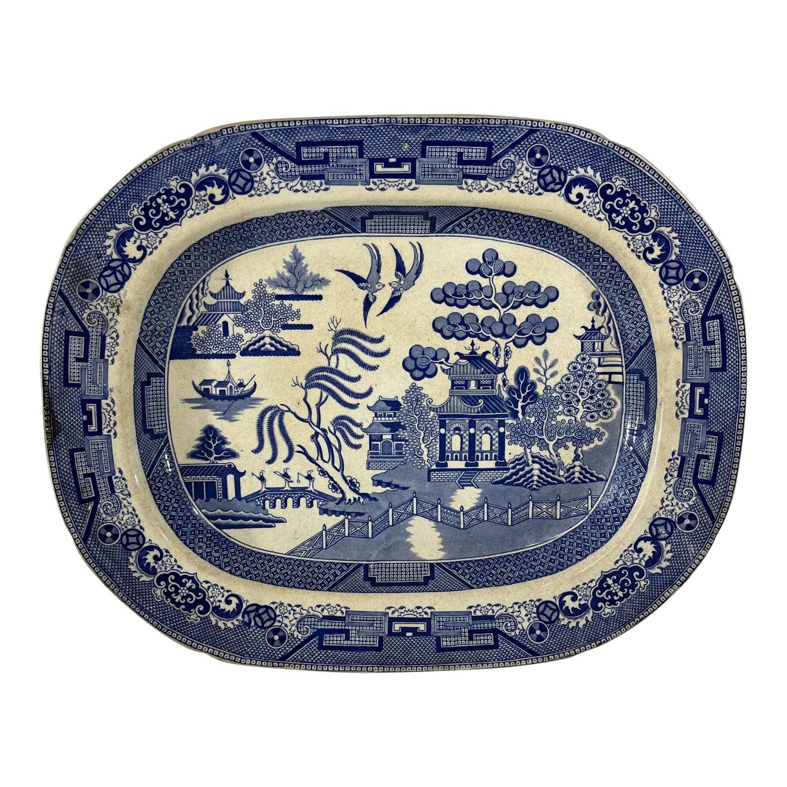 Large Antique Blue Willow Platter (1 of 6)