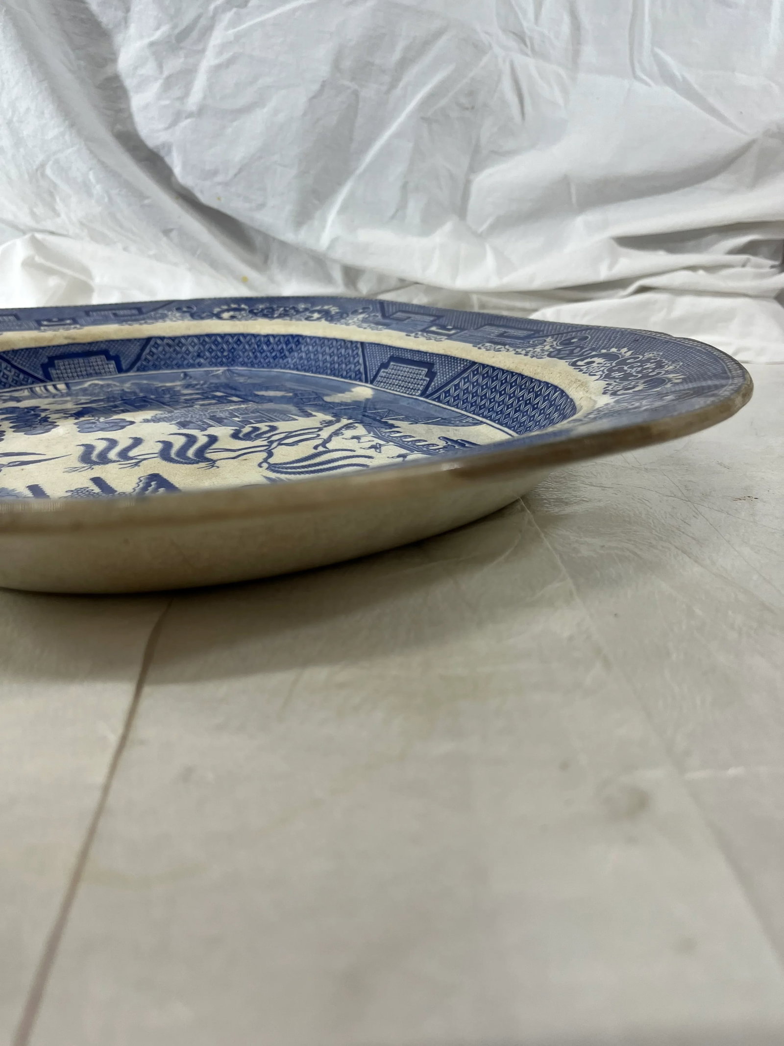 Large Antique Blue Willow Platter - 3