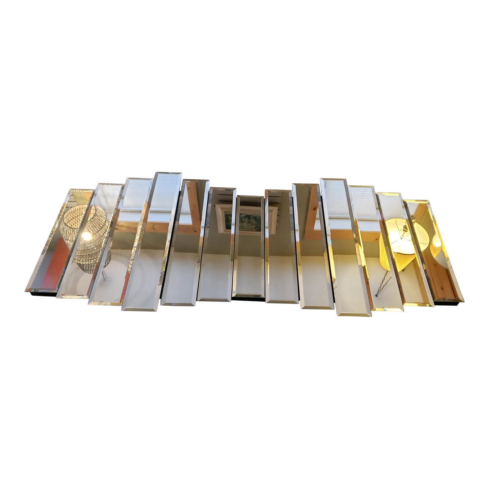 1980s Art Deco Mid Century Modern 13 Step Panel Layered Wall Mirror (1 of 7)