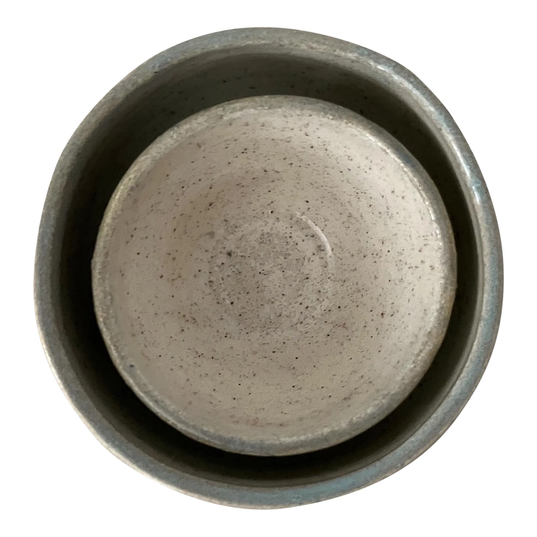 Studio Pottery Small Decorative Bowls - a Pair: Studio pottery small decorative bowls - a pair. Pretty blue / gray glaze on exterior of bowls. Dimensions of larger bowl: 4" diameter, 2.5" high Dimensions of smaller bowl: 3" diameter, 2" high