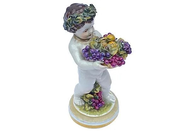 Antique Muller Volkstedt Porcelain Cherub Figurine - 2