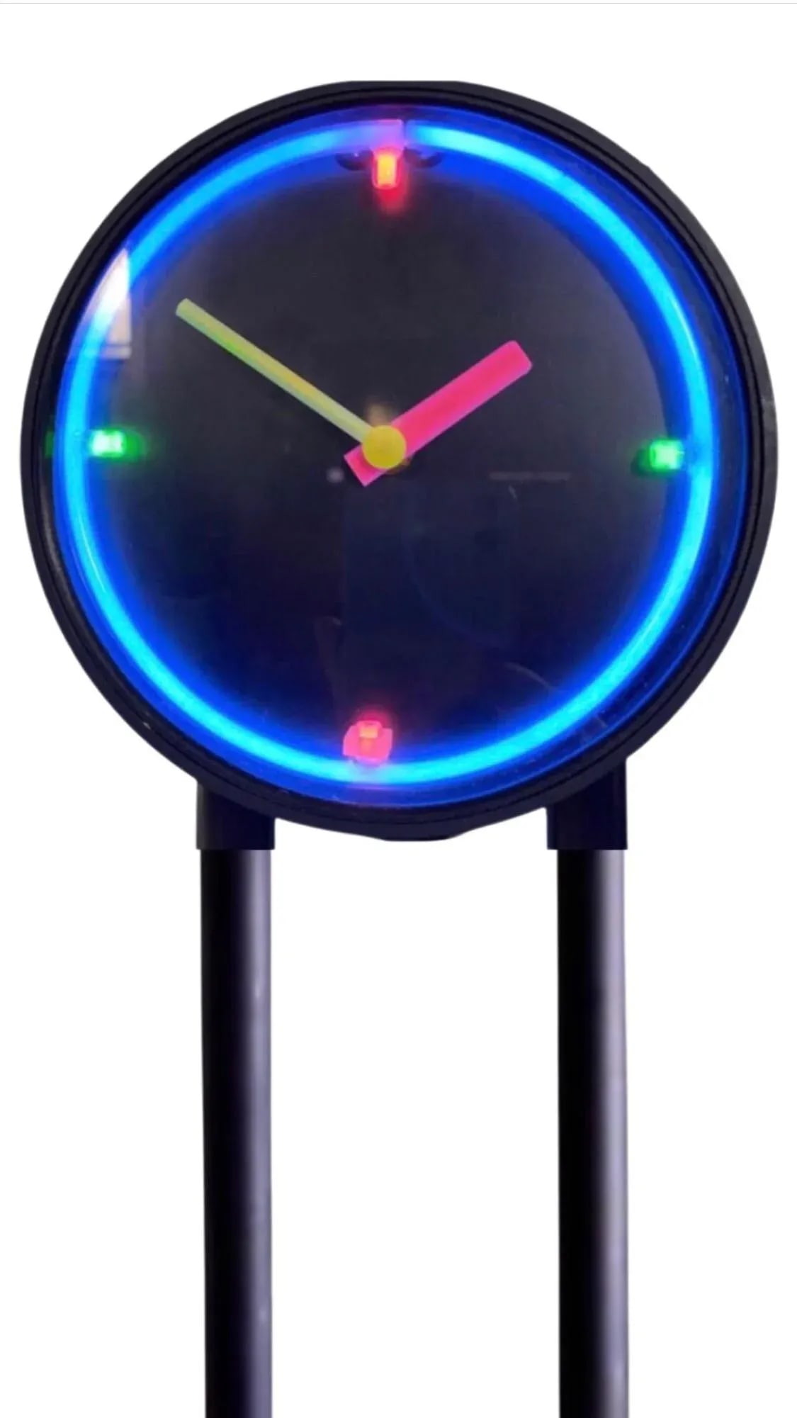 80s Postmodern Neon Electric or Battery Table Mantel Geometric Clock Memphis Art Design Sculpture - 2