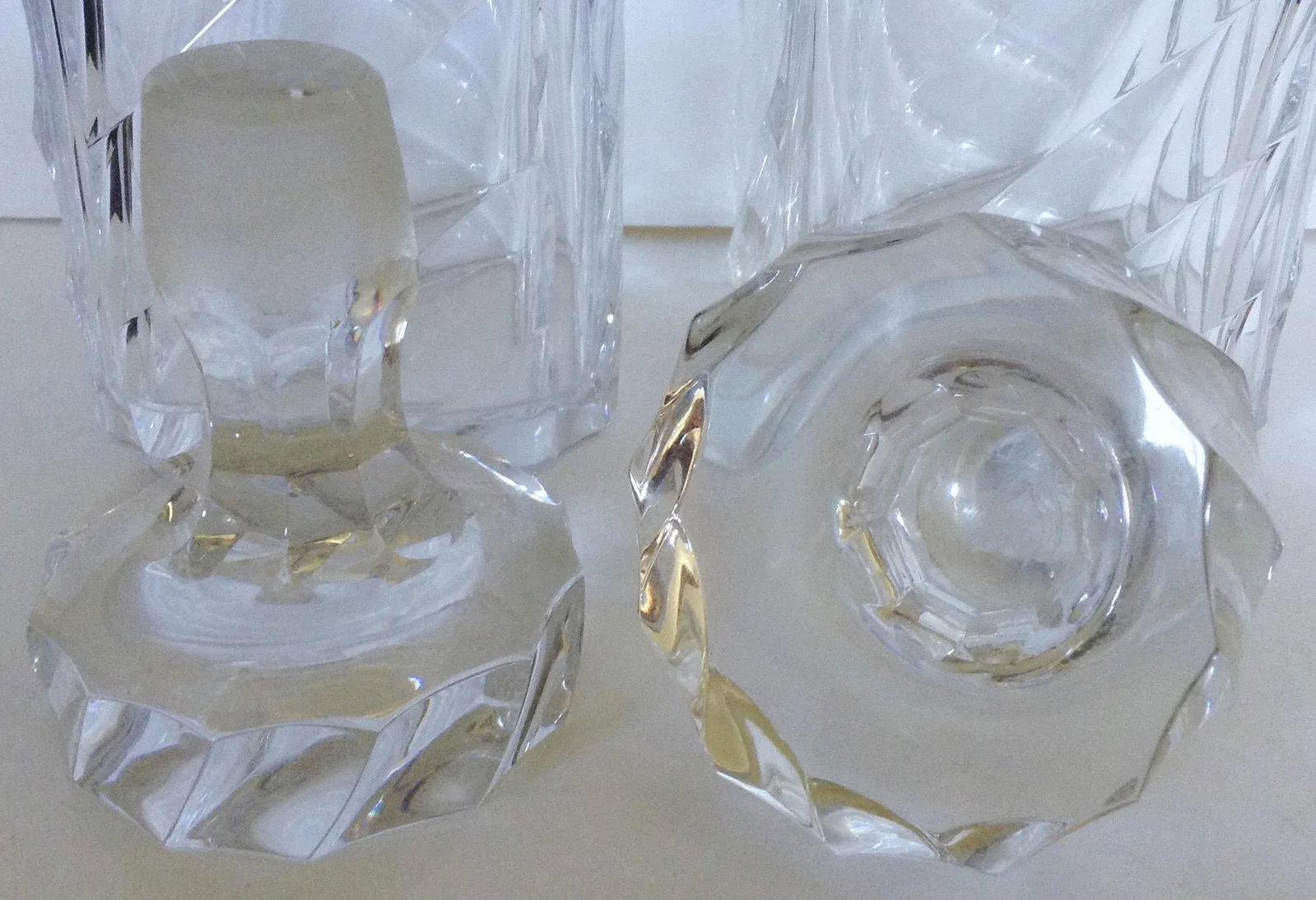 Pair of Crystal Decanters W/ Sterling Collars - 3