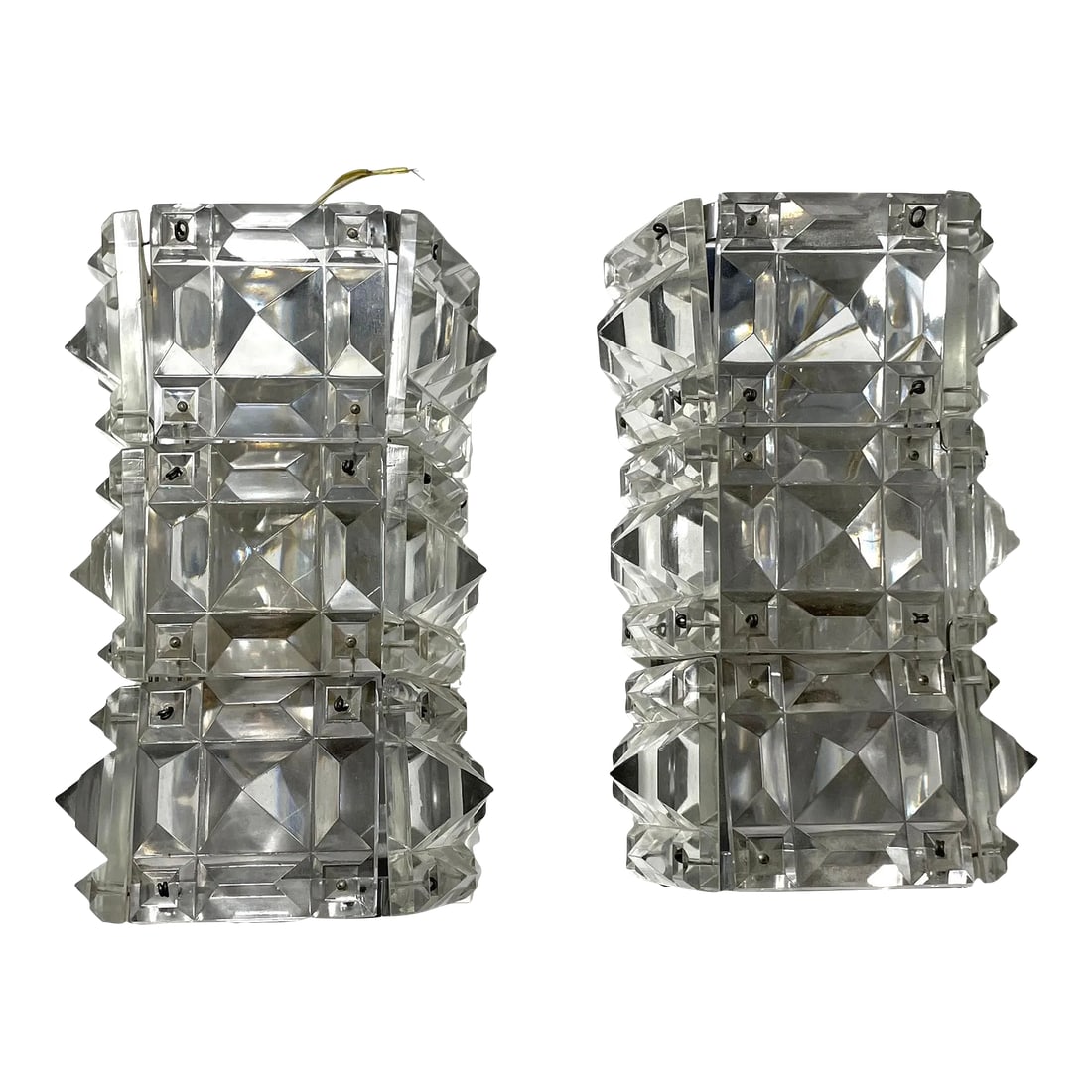 Pair of New Old Stock Italian Cut Glass Sconces in Original Boxes - Mid-Century (1 of 8)