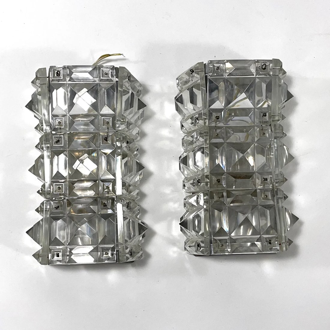 Pair of New Old Stock Italian Cut Glass Sconces in Original Boxes - Mid-Century - 5