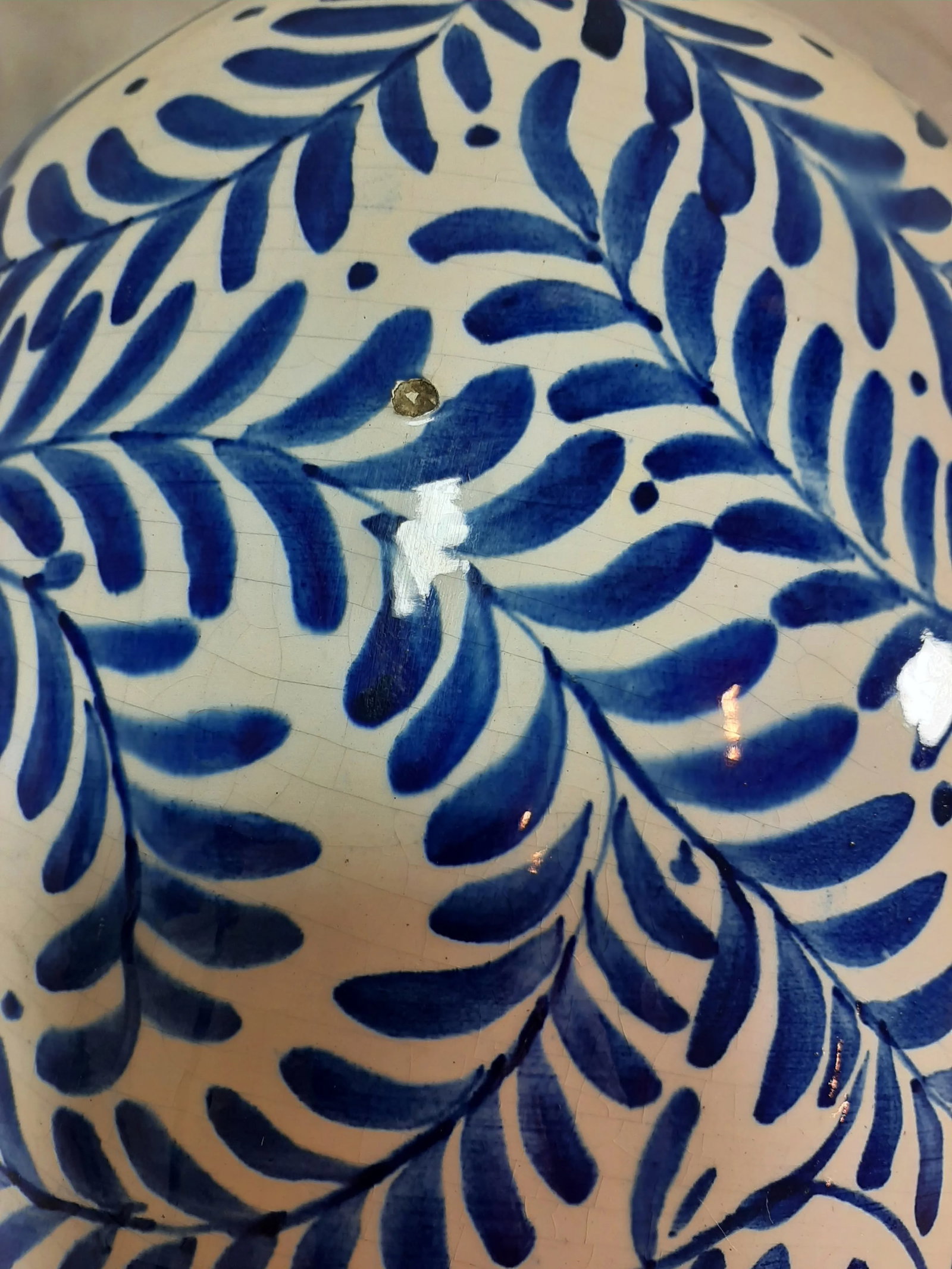 Mid 20th Century Hand Painted Flow Blue Lamp - 7