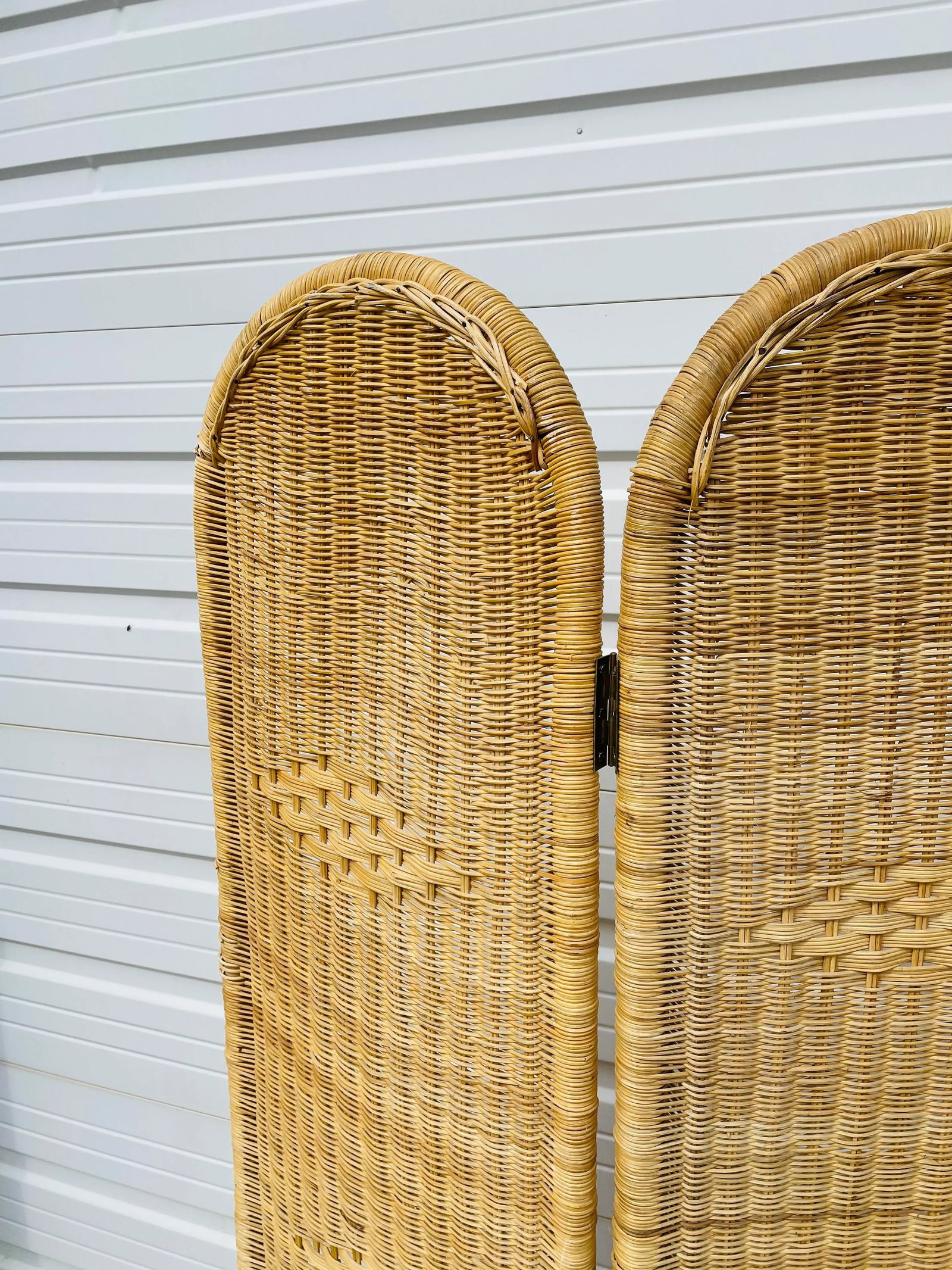 Vintage Mid 20th Century Rattan Wicker Screen - 4