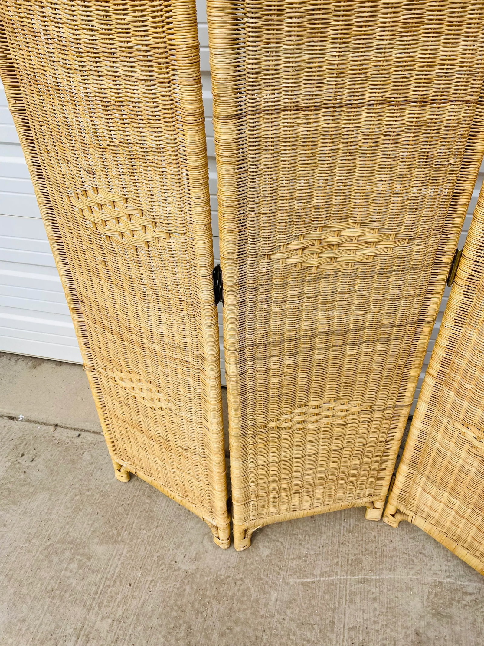 Vintage Mid 20th Century Rattan Wicker Screen - 5
