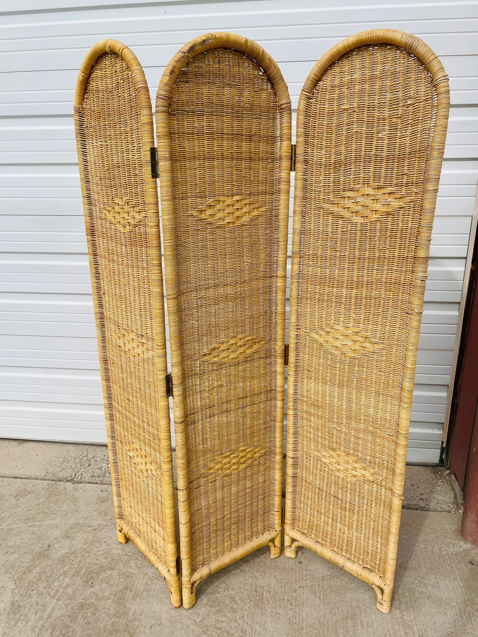 Vintage Mid 20th Century Rattan Wicker Screen - 7
