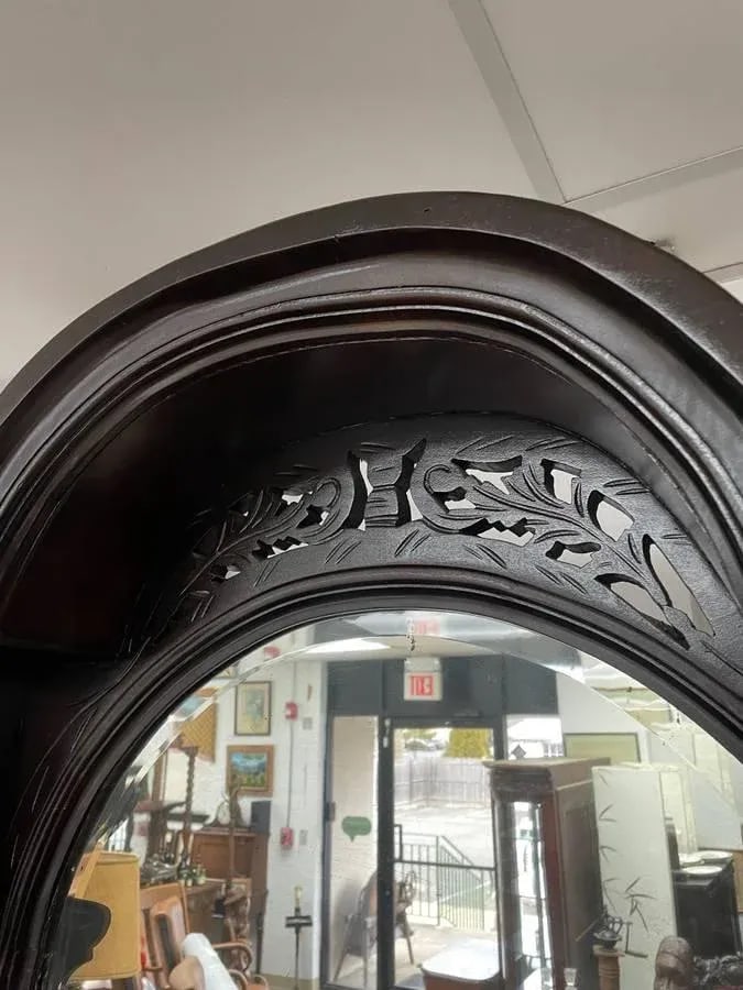 Late 19th Century Victorian Walnut Pier Mirror, Hand Carved and Ornate, Newly Refinished, Beveled Gl - 3