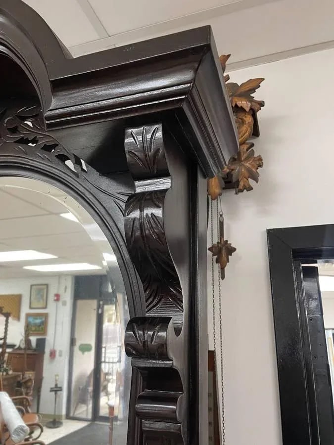 Late 19th Century Victorian Walnut Pier Mirror, Hand Carved and Ornate, Newly Refinished, Beveled Gl - 4