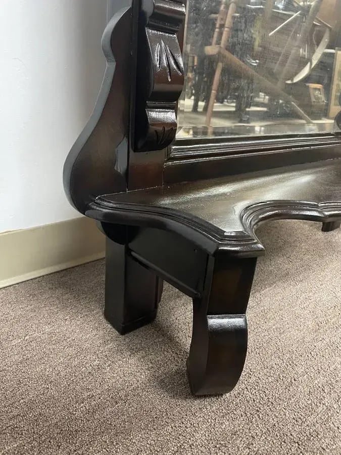 Late 19th Century Victorian Walnut Pier Mirror, Hand Carved and Ornate, Newly Refinished, Beveled Gl - 6