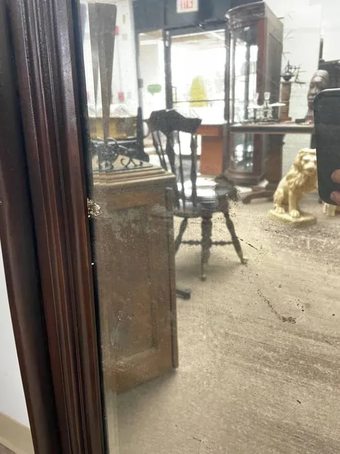 Late 19th Century Victorian Walnut Pier Mirror, Hand Carved and Ornate, Newly Refinished, Beveled Gl - 7