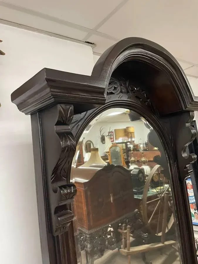 Late 19th Century Victorian Walnut Pier Mirror, Hand Carved and Ornate, Newly Refinished, Beveled Gl - 8