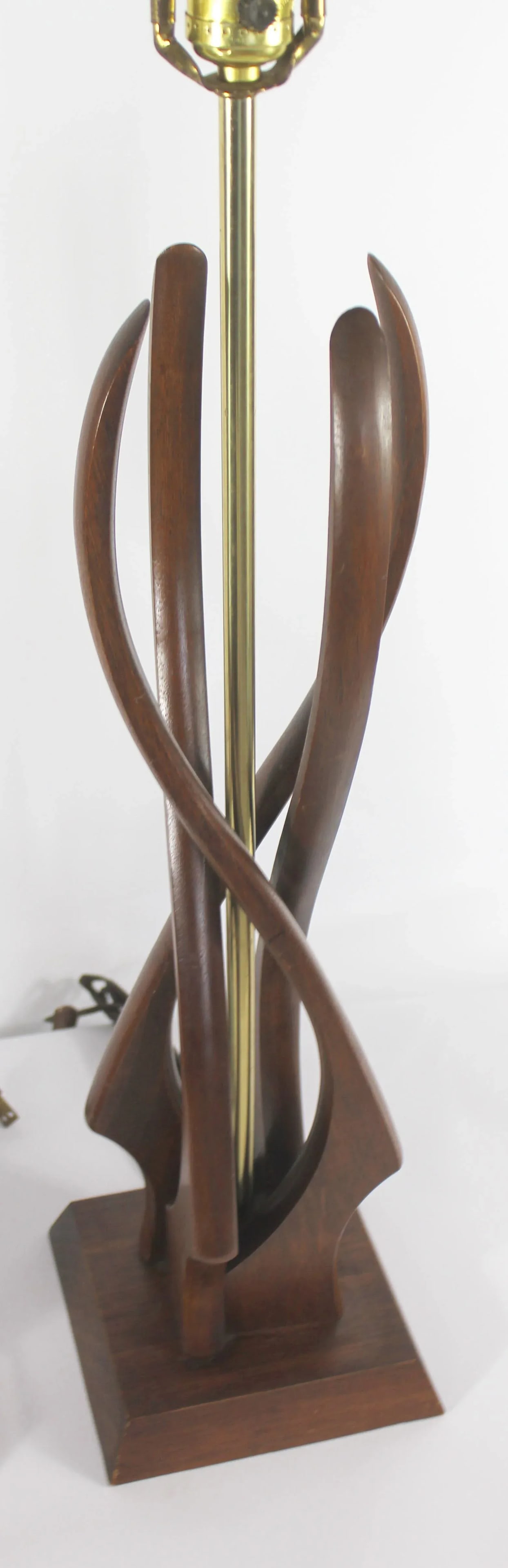 Mid-Century Modern Sculptural Walnut Lamps - A Pair - 3
