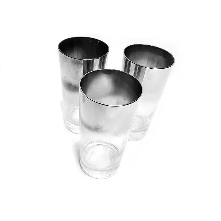 1960s Mid-Century Ombre Silver Mercury Tumbler Glasses - Set of 3 - 2