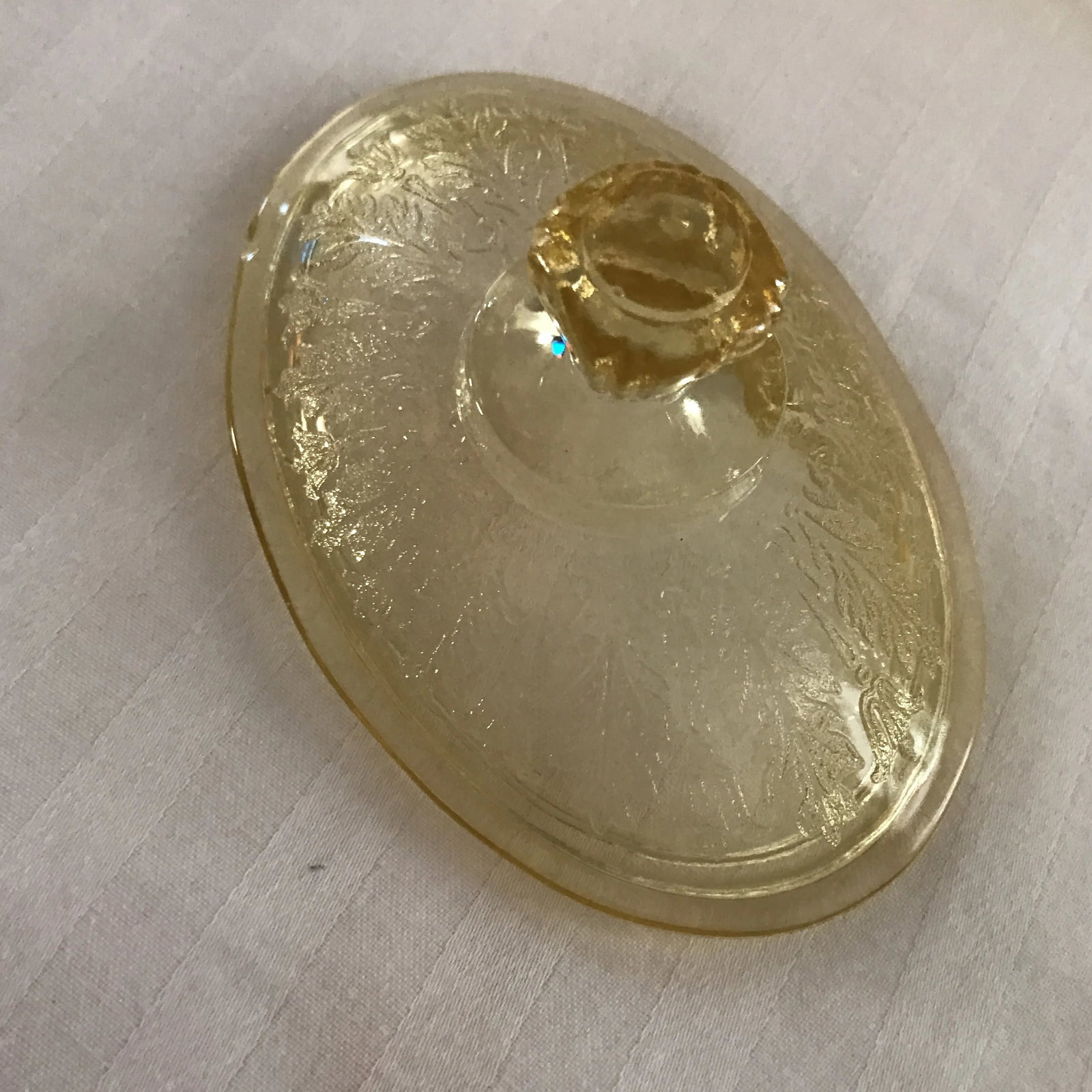 Yellow Depression Glass Covered Sugar and Creamer - 2 Piece - 5