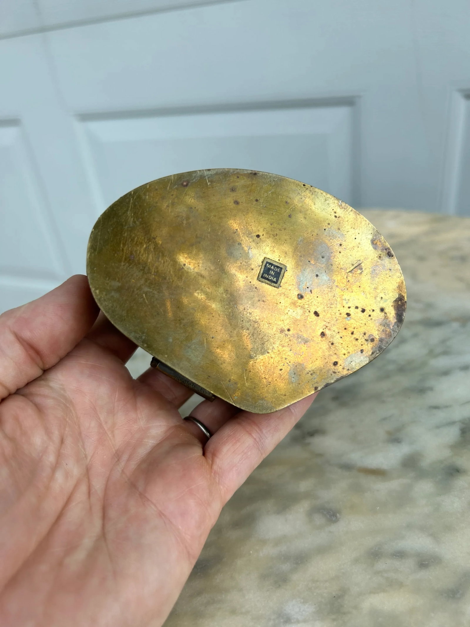 Mid 20th Century Brass Clam Trinket Box With Hinged Lid - 6
