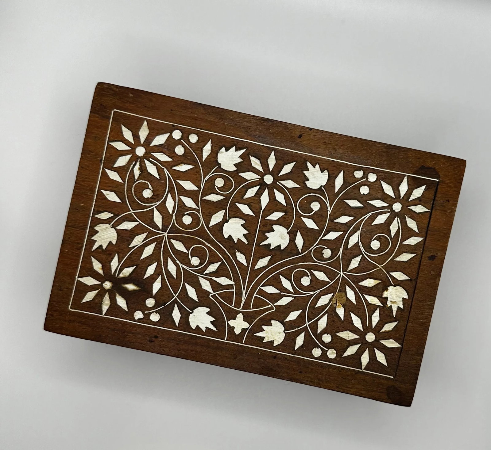 Indian Inlaid Wooden Box - 3