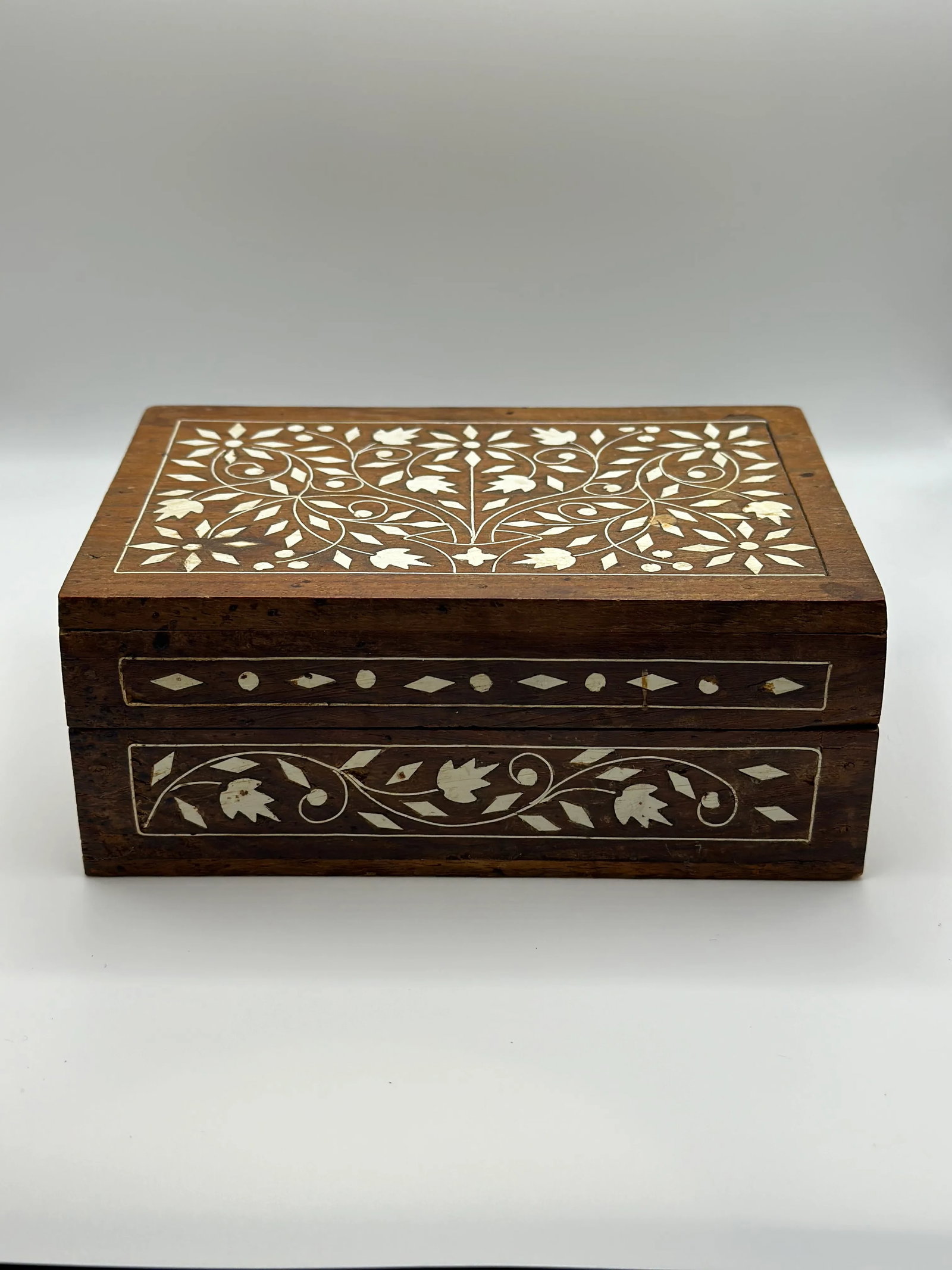 Indian Inlaid Wooden Box - 5