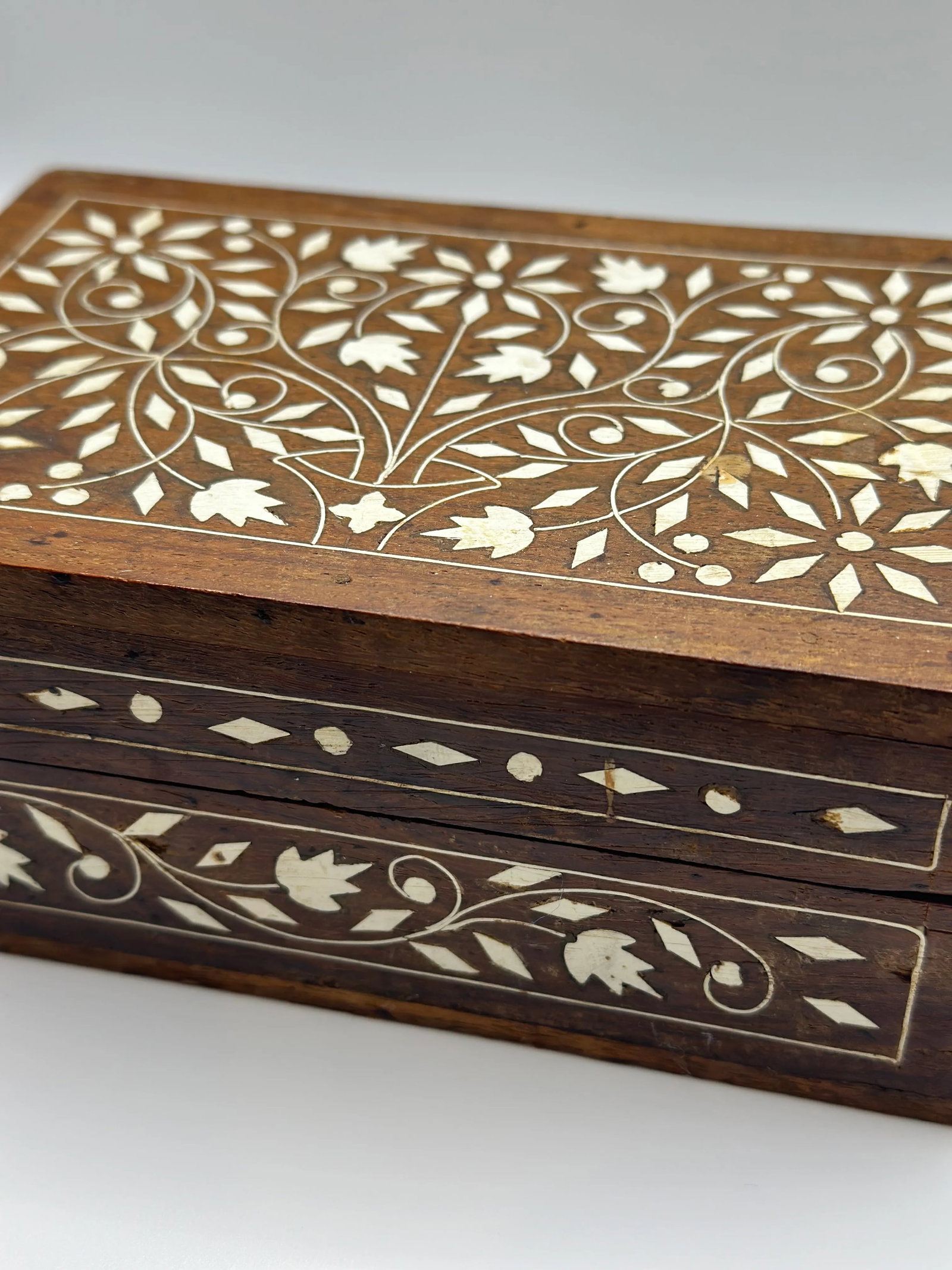 Indian Inlaid Wooden Box - 6