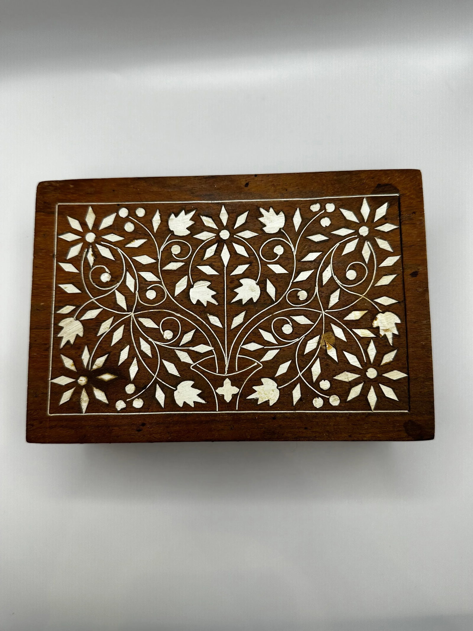 Indian Inlaid Wooden Box - 7