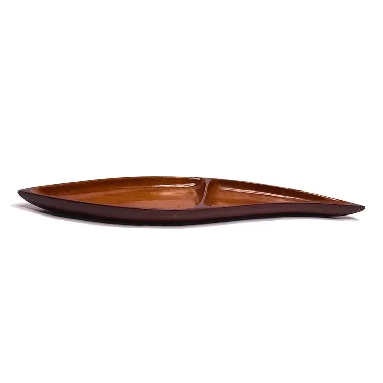 Vintage Mid-Century Panelcraft Mahogany Wood Two Section Dish / Tray - 2