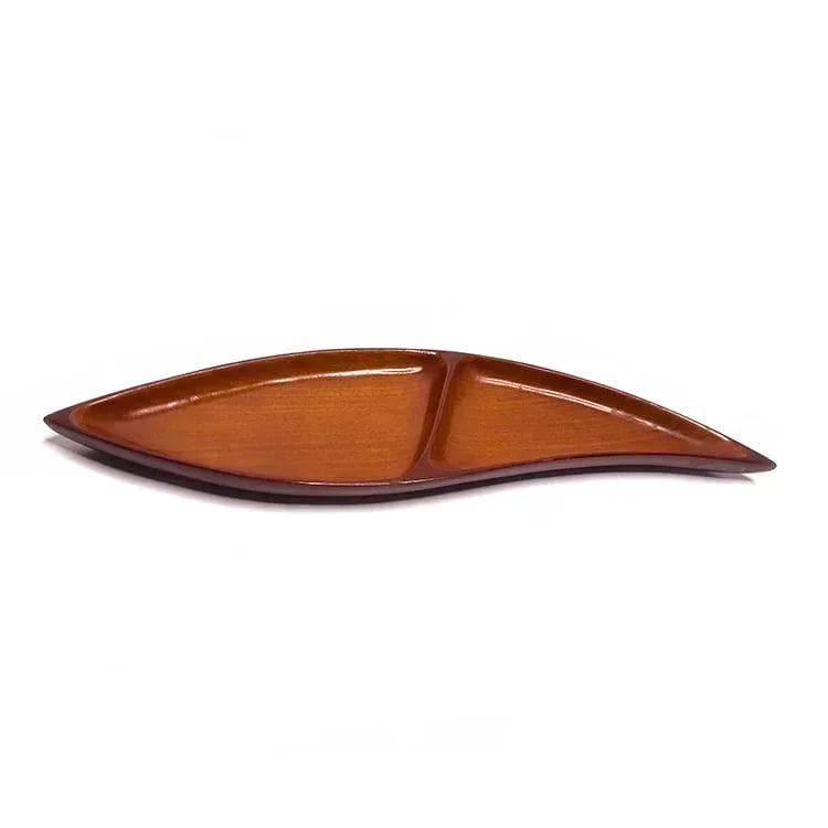 Vintage Mid-Century Panelcraft Mahogany Wood Two Section Dish / Tray - 4