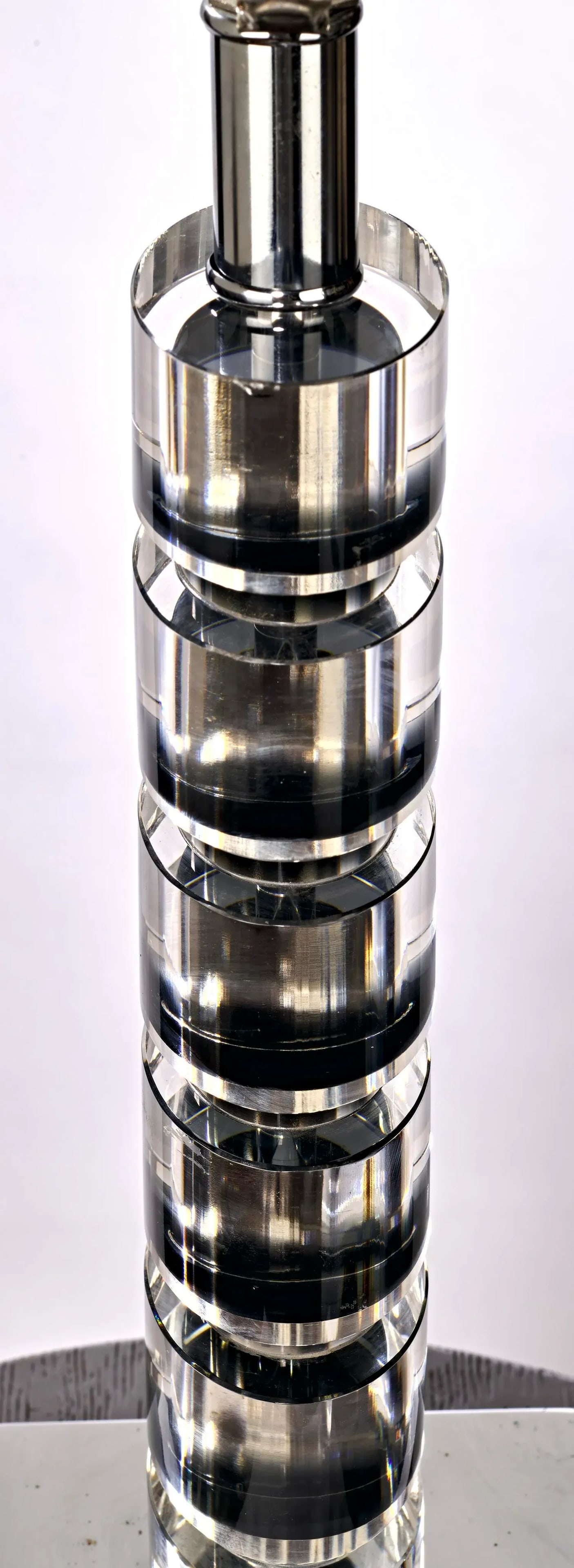 Modern Black and Clear Lucite Six Tiered Column Table Lamp - 3