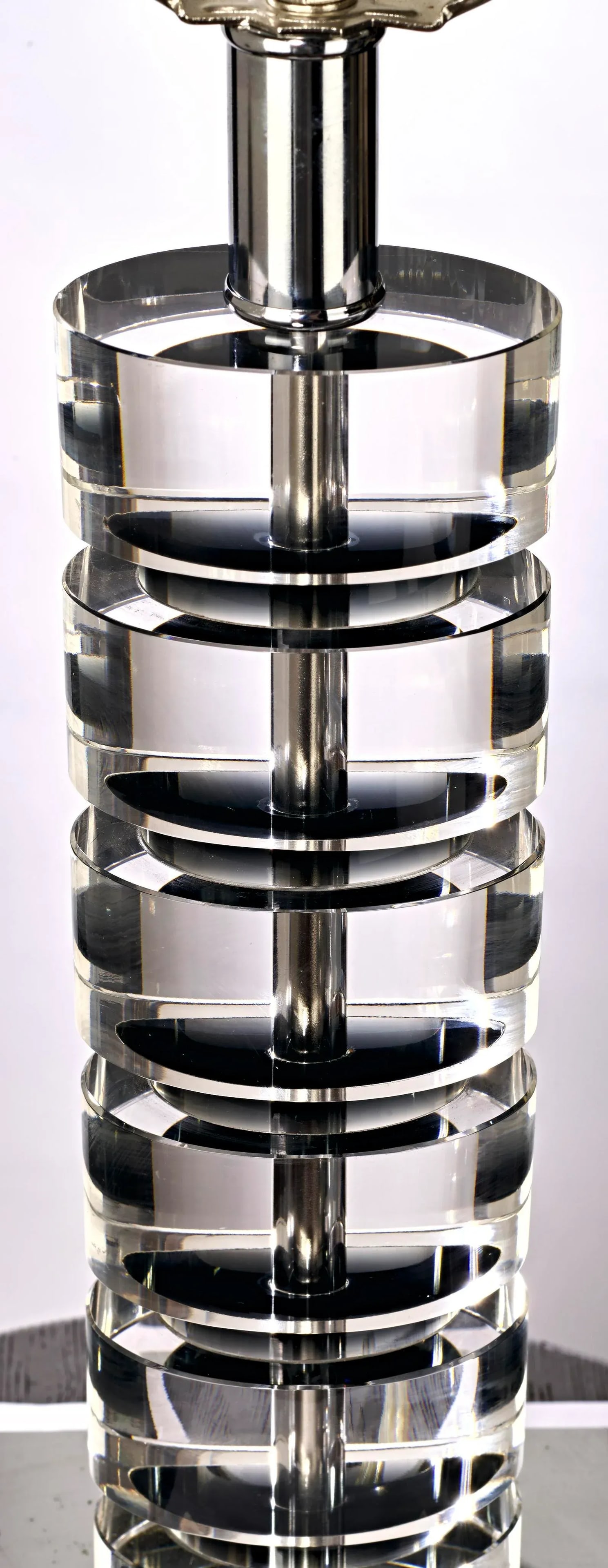 Modern Black and Clear Lucite Six Tiered Column Table Lamp - 4