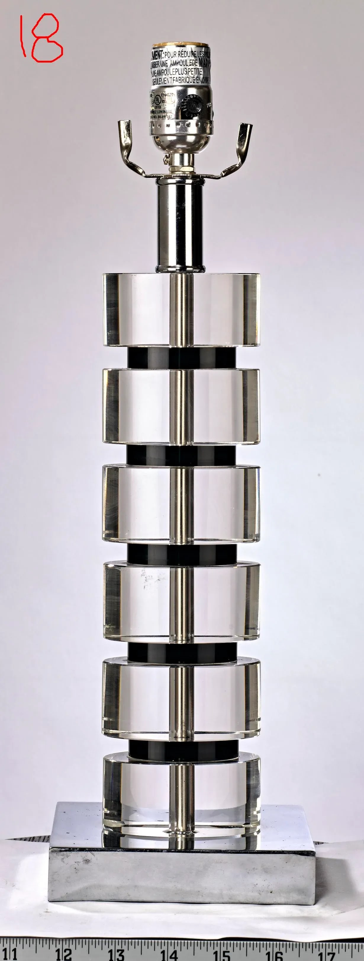 Modern Black and Clear Lucite Six Tiered Column Table Lamp - 5