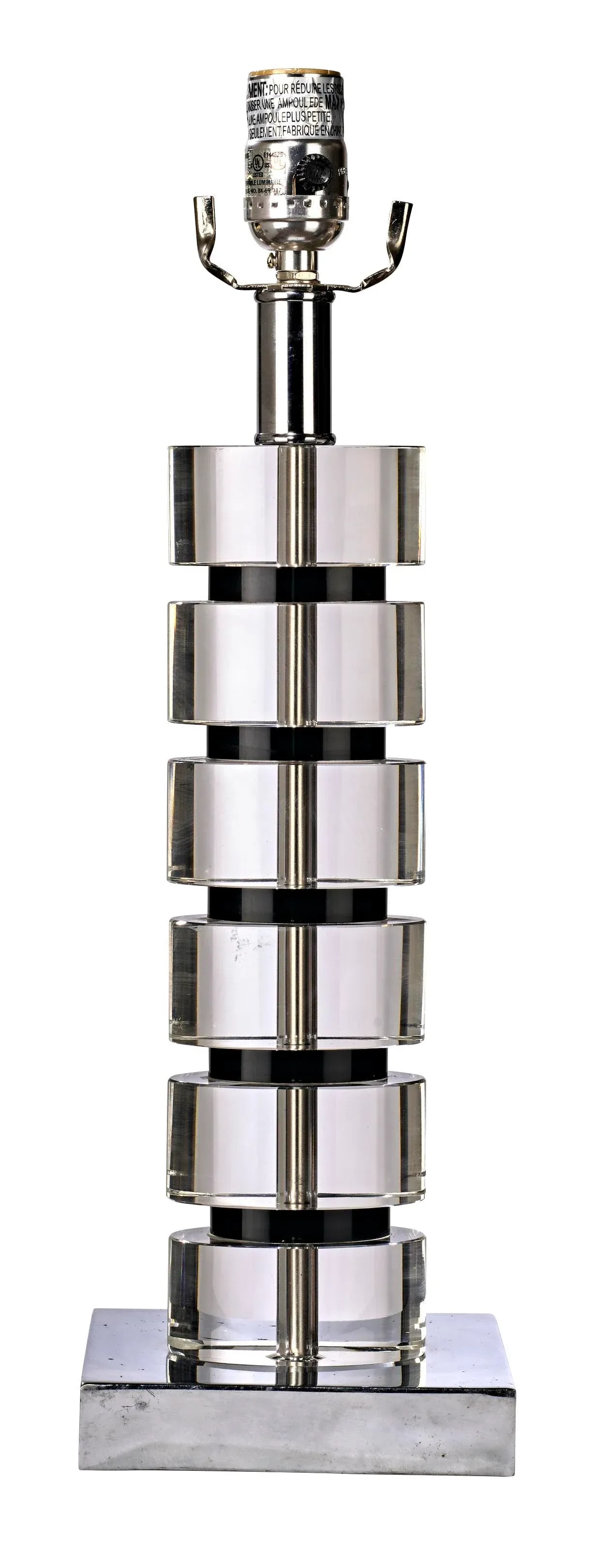 Modern Black and Clear Lucite Six Tiered Column Table Lamp - 6