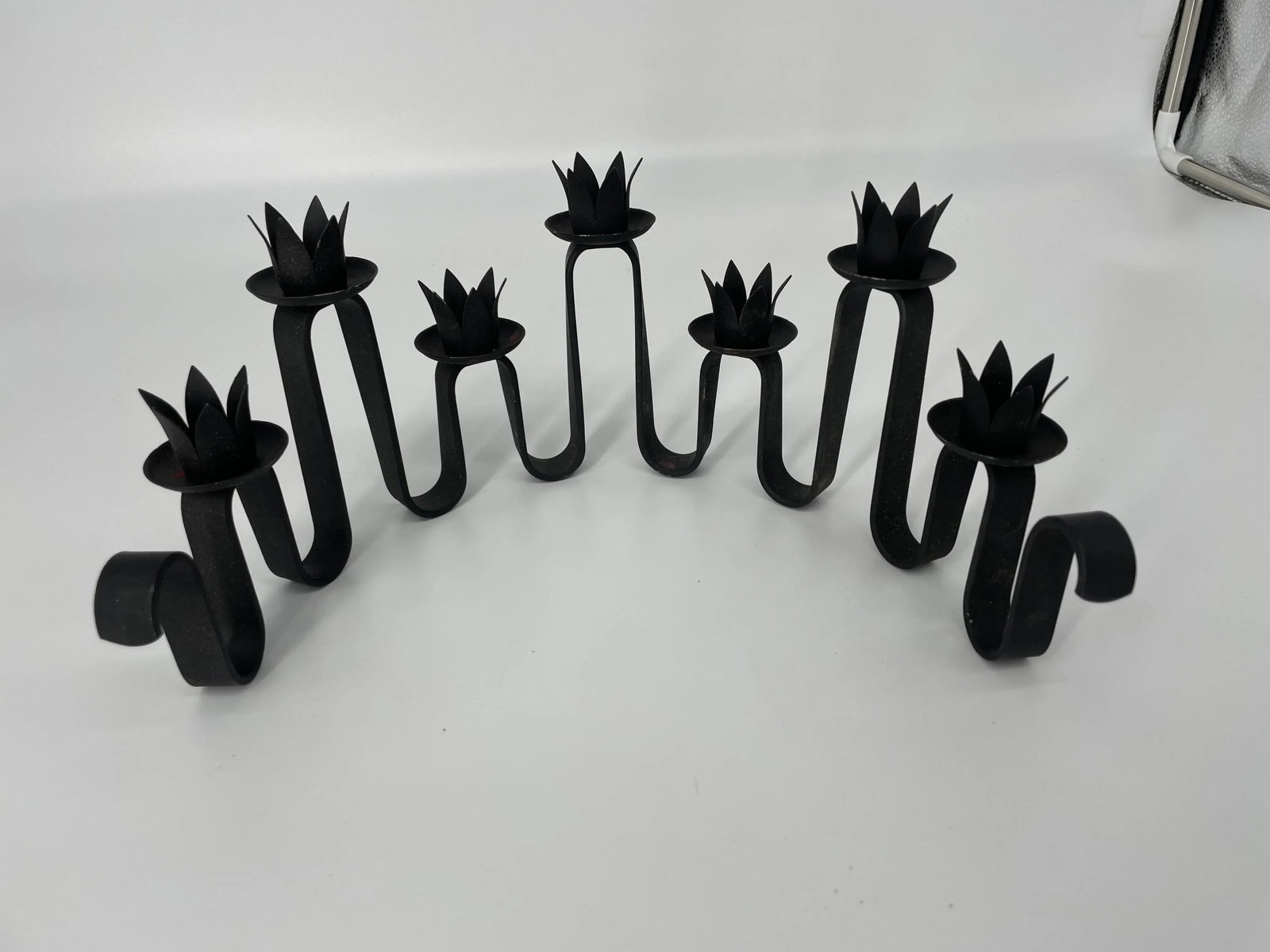 Black Wrought Iron MCM Candelabra - 4