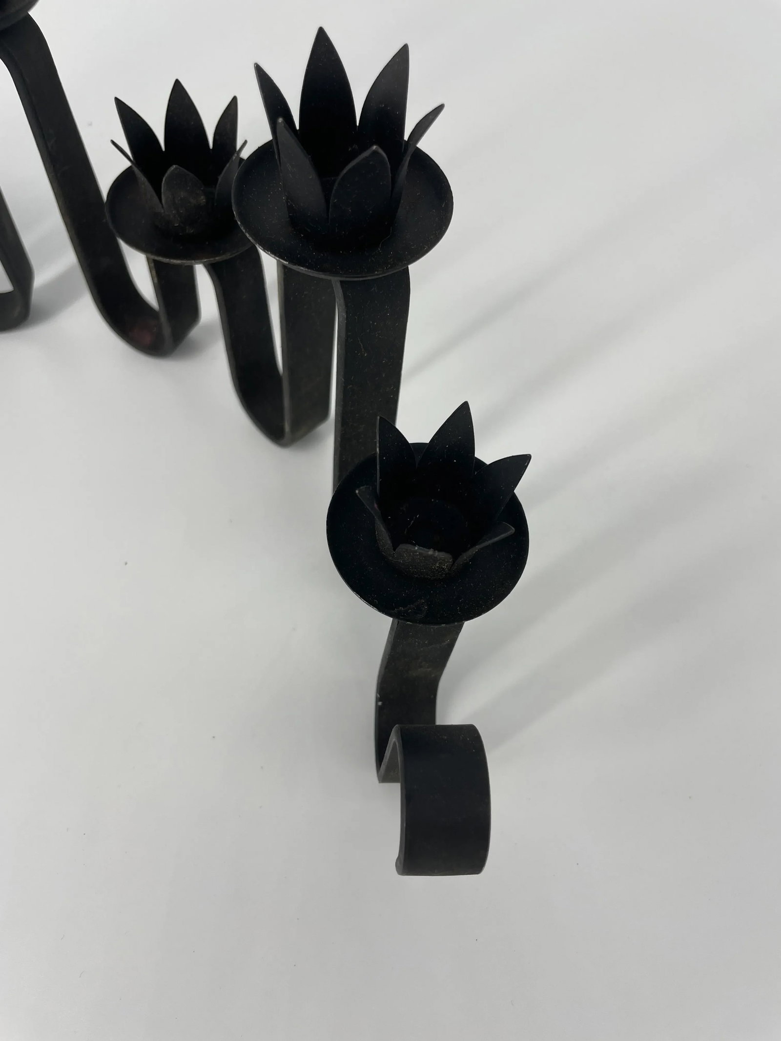Black Wrought Iron MCM Candelabra - 5