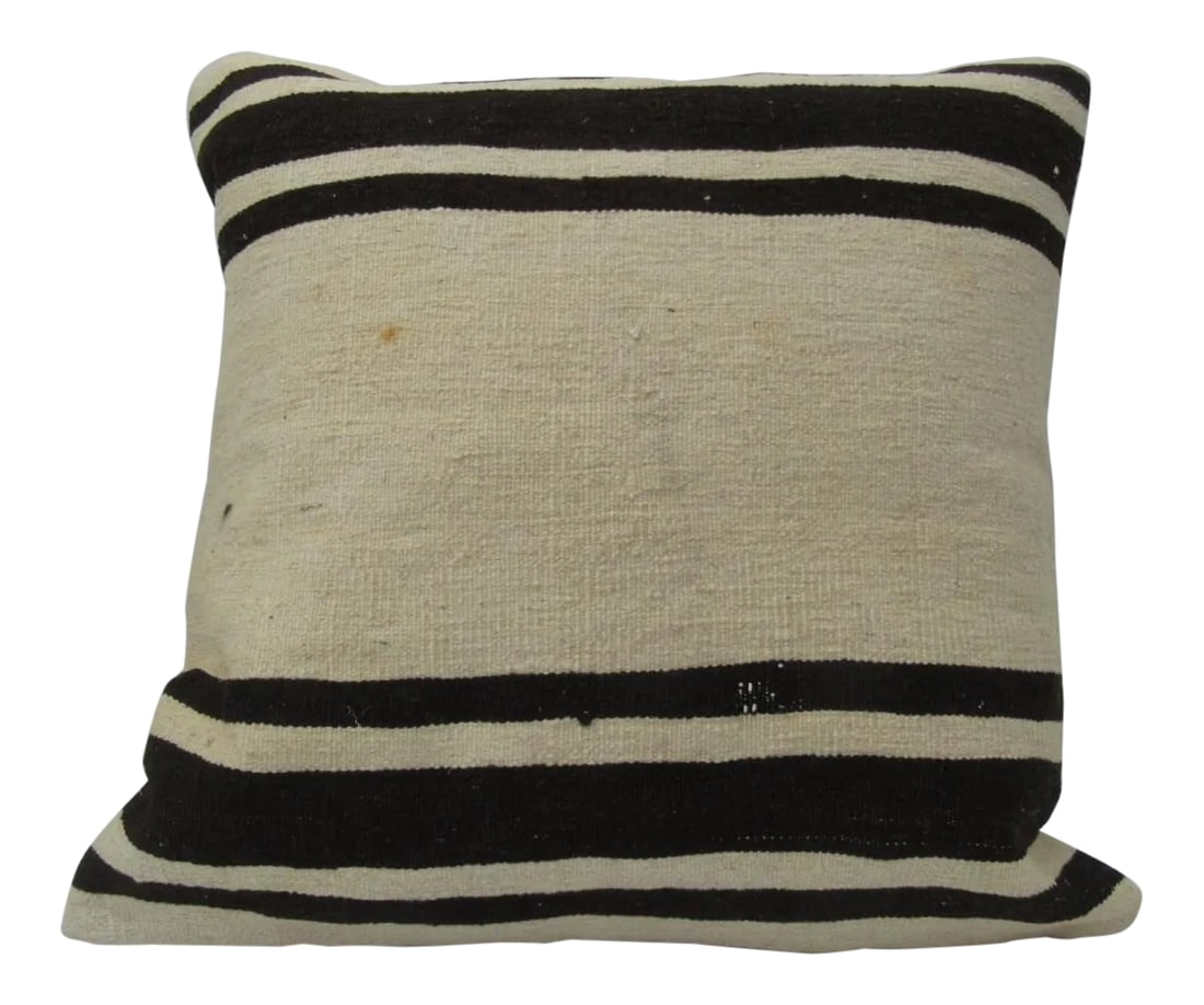 Handmade Turkish Kilim Pillow: This is a pillow cover made from a vintage kilim rug. The piece was properly washed and ready to use. Pillow inserts not included. Condition: Alterations: Original Condition Unaltered Imperfections: