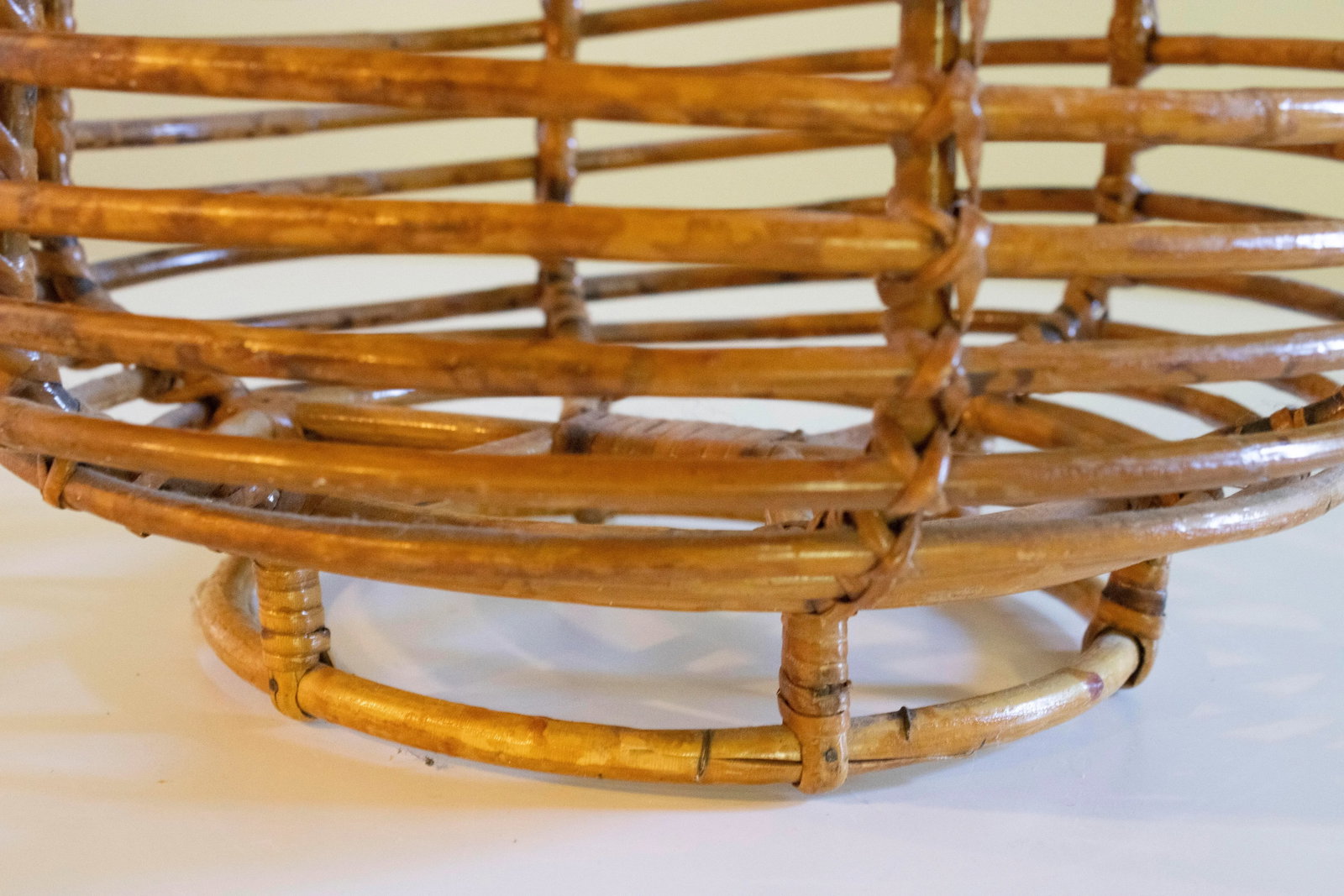 Vintage Rattan Basket Plant Stand - 2