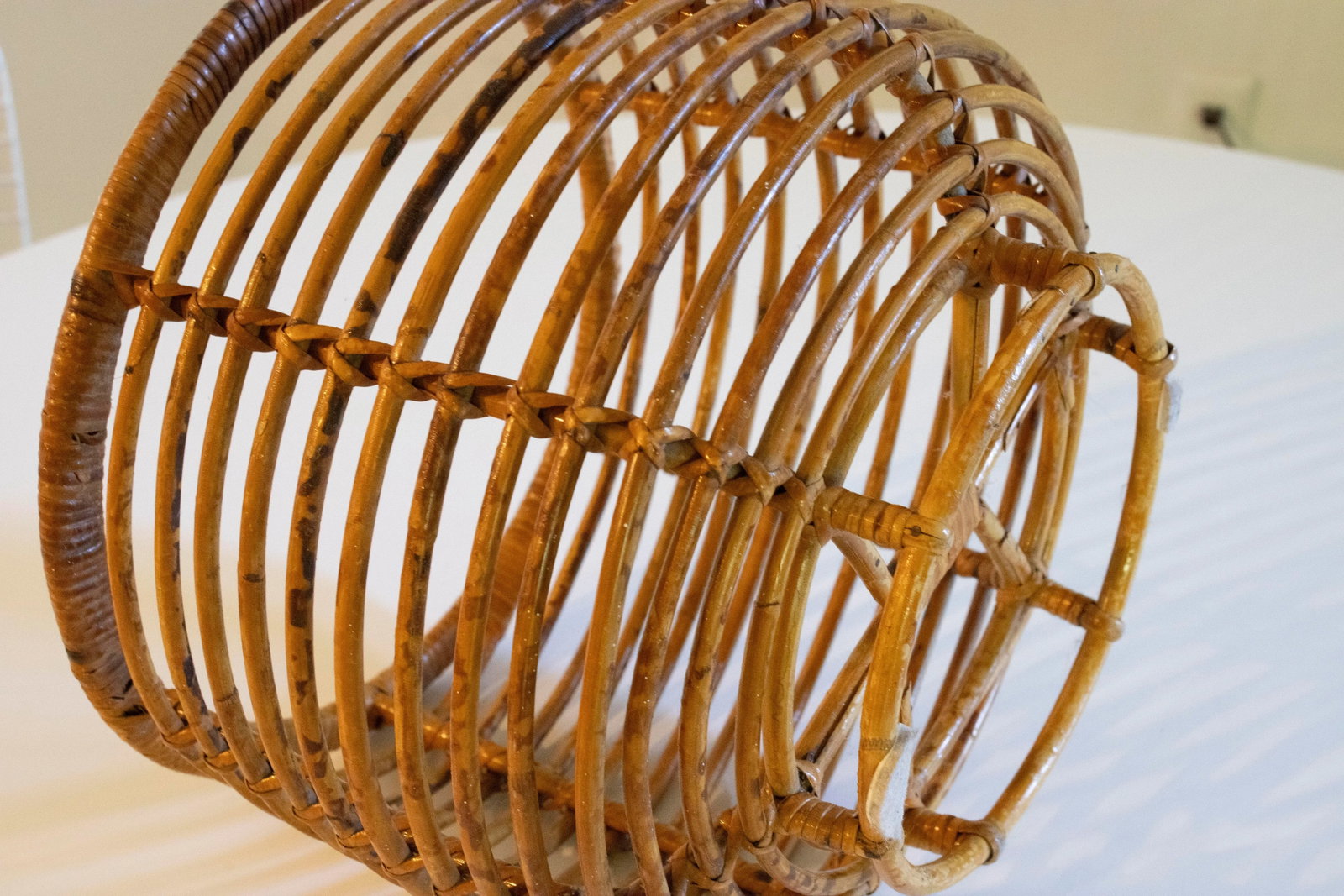 Vintage Rattan Basket Plant Stand - 3