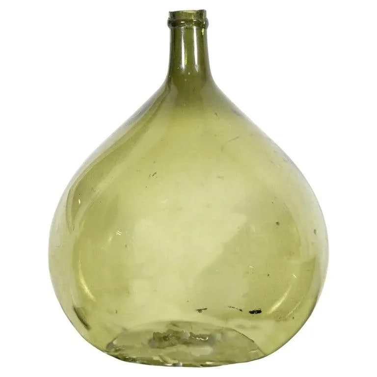 19th Century French Green Glass Demijohn or Dame Jeanne Hand Blown Bottle - 10