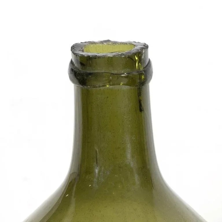 19th Century French Green Glass Demijohn or Dame Jeanne Hand Blown Bottle - 7