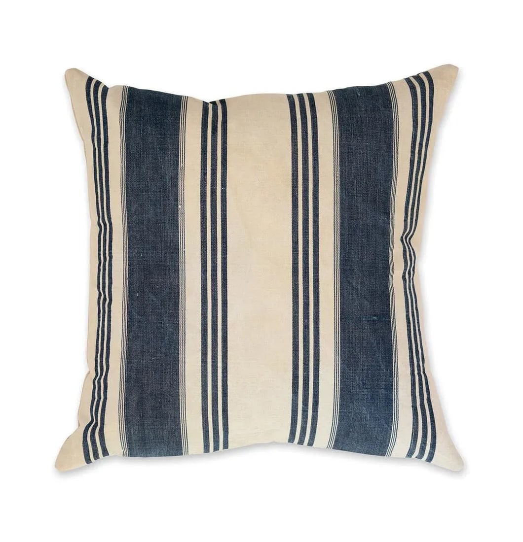 Early 20th Century Vintage French Ticking Stripe Pillow - 2