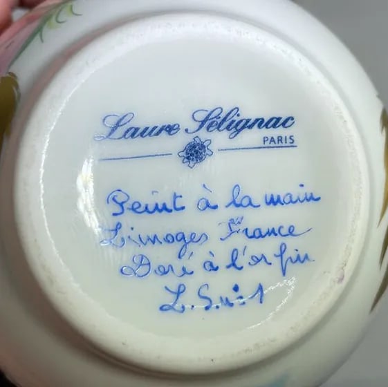 Laure Selignac Porclain Gilt & Painted Limoges Egg Trinket Box - 6
